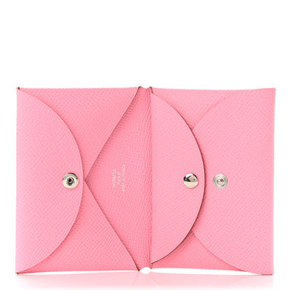 Hermes Epsom Calvi Duo Card Case Rose Confetti 5 of 7