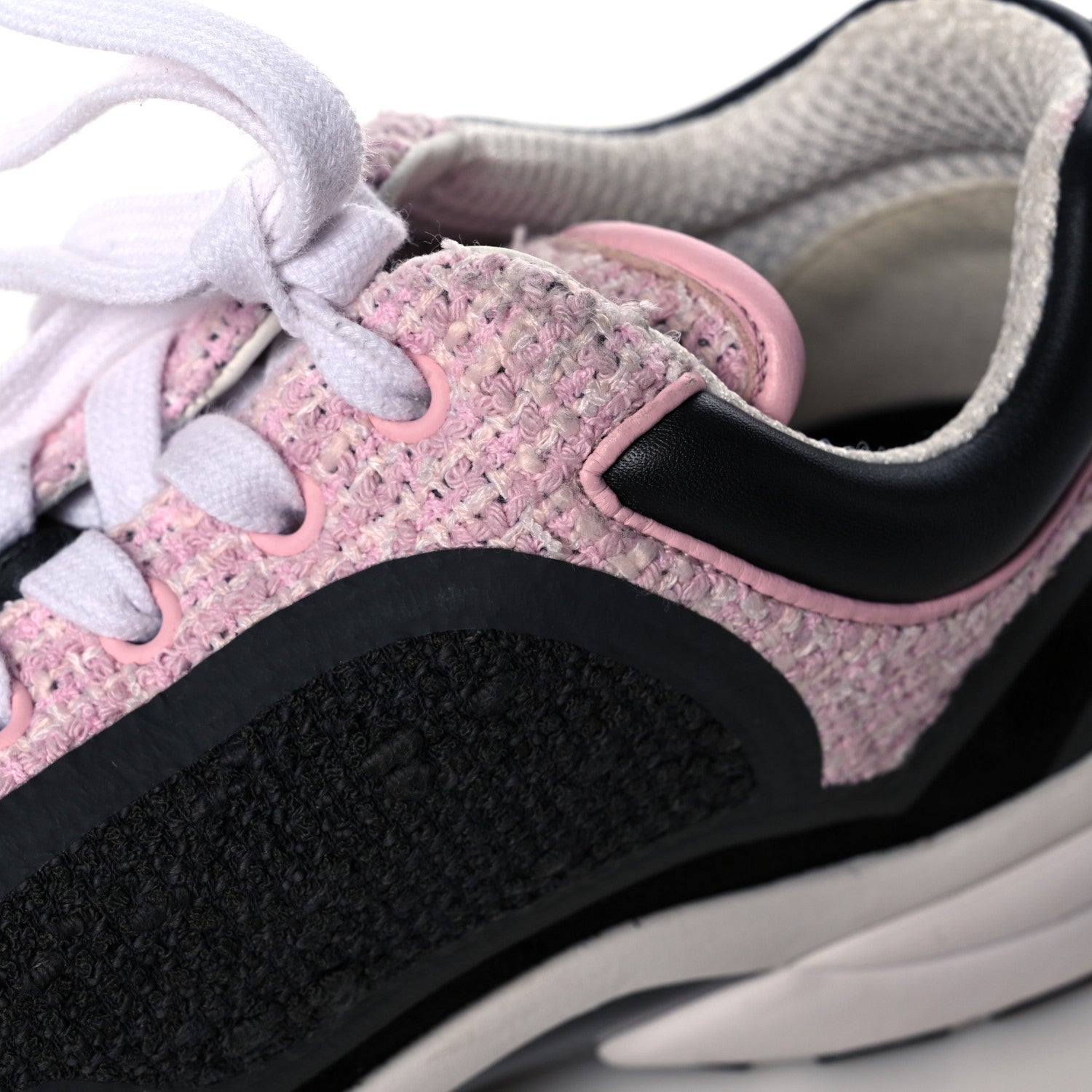 Chanel Tweed Suede Calfskin CC Sneakers 39.5 Gray Pink 7 of 7