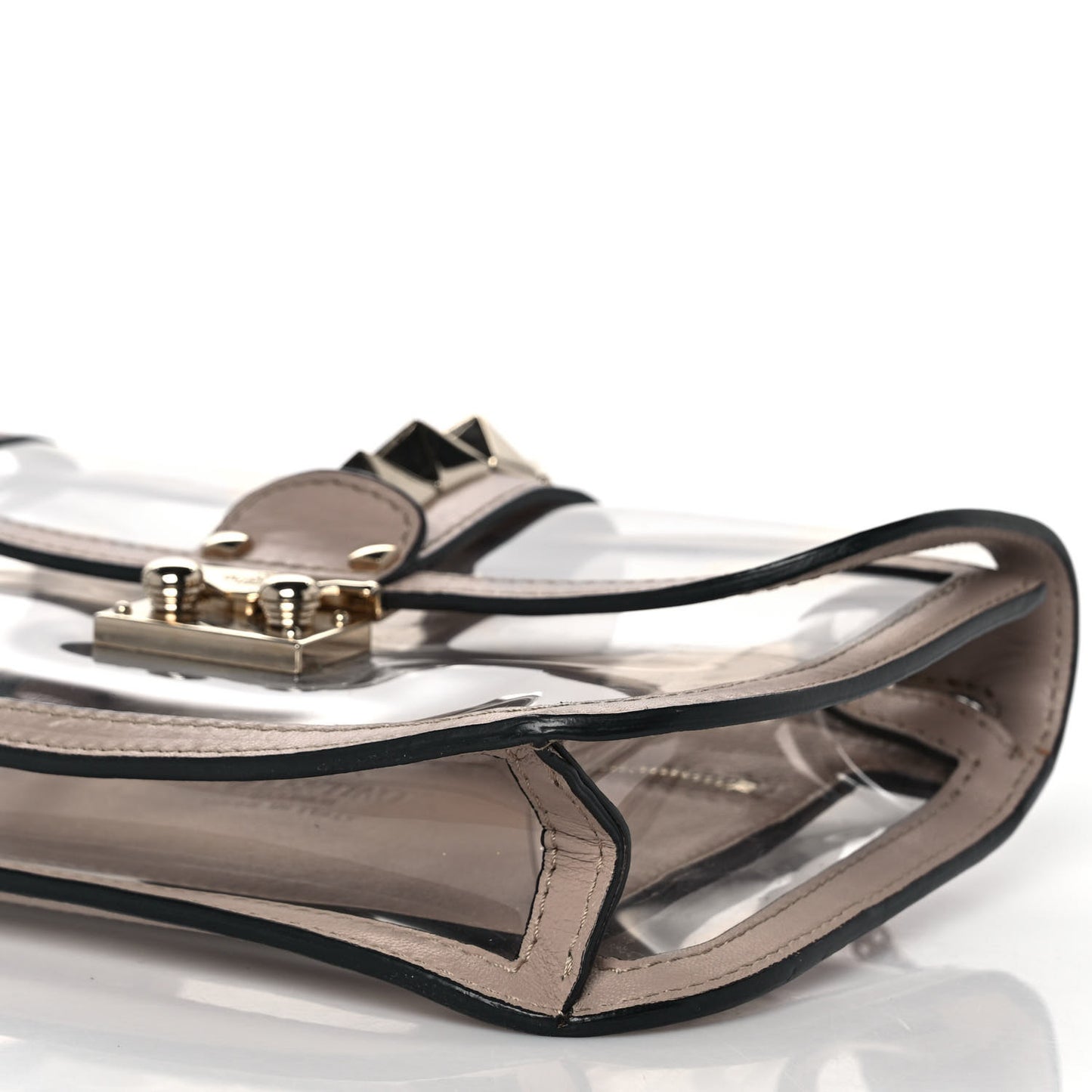 PVC Nappa Naked Small Glam Lock Rockstud Flap Poudre