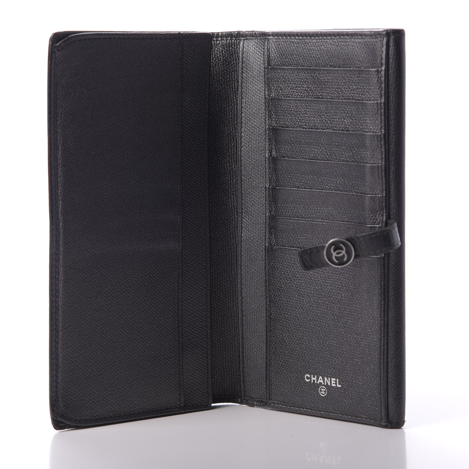 Chanel Grained Calfskin CC Button Long Wallet Black 6 of 9