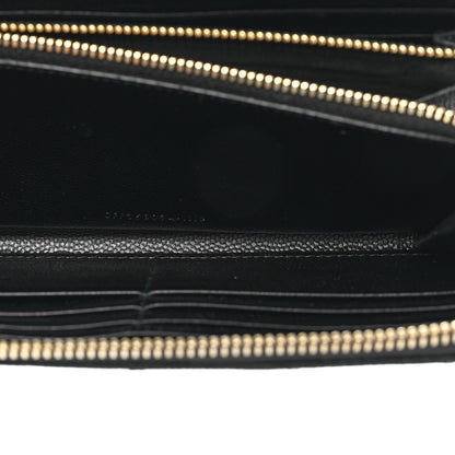 Saint Laurent Grain De Poudre Matelasse Chevron Monogram Zip Around Wallet Black 5 of 14