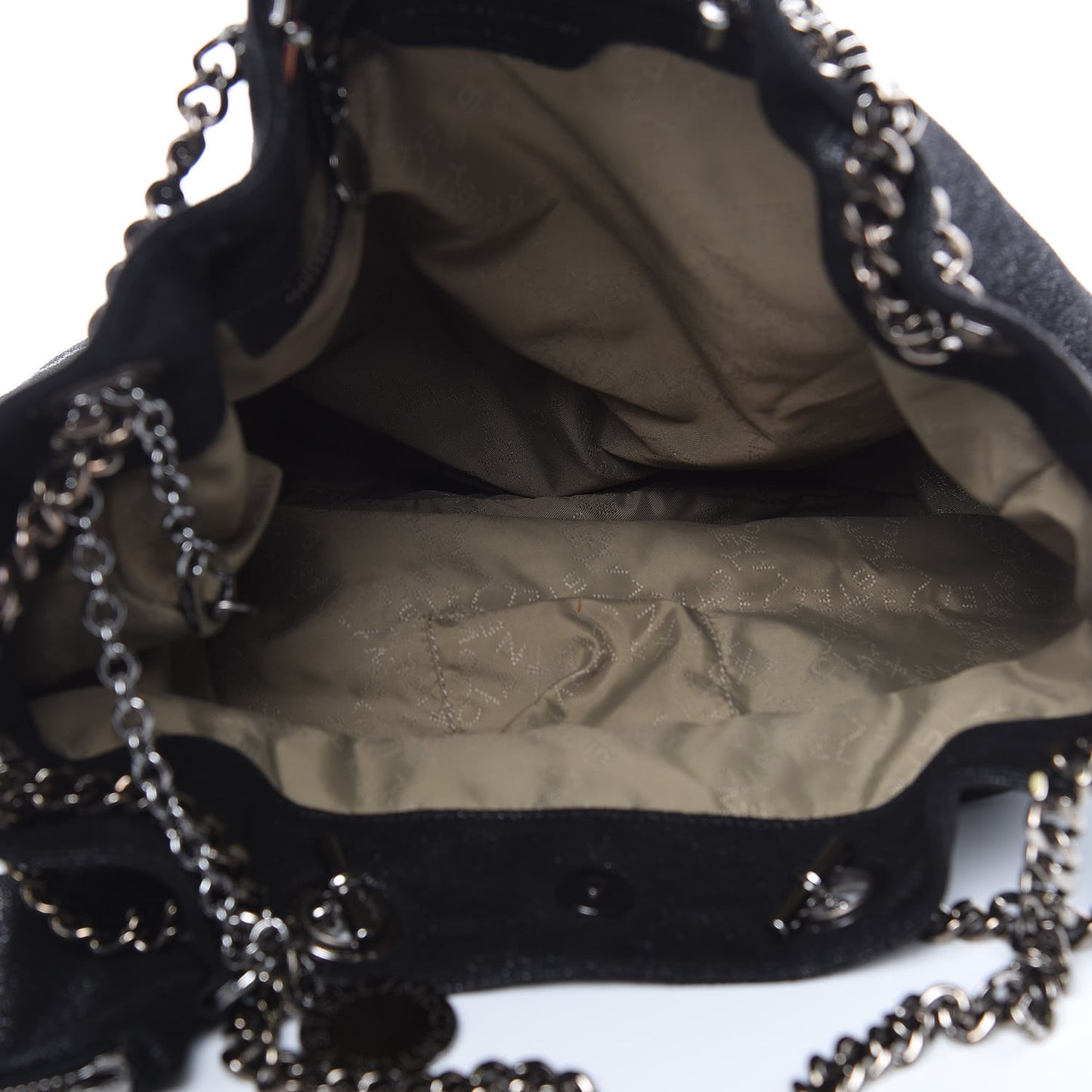 Chamois Shiny Dotted Large Falabella Bucket Bag Ruthenium