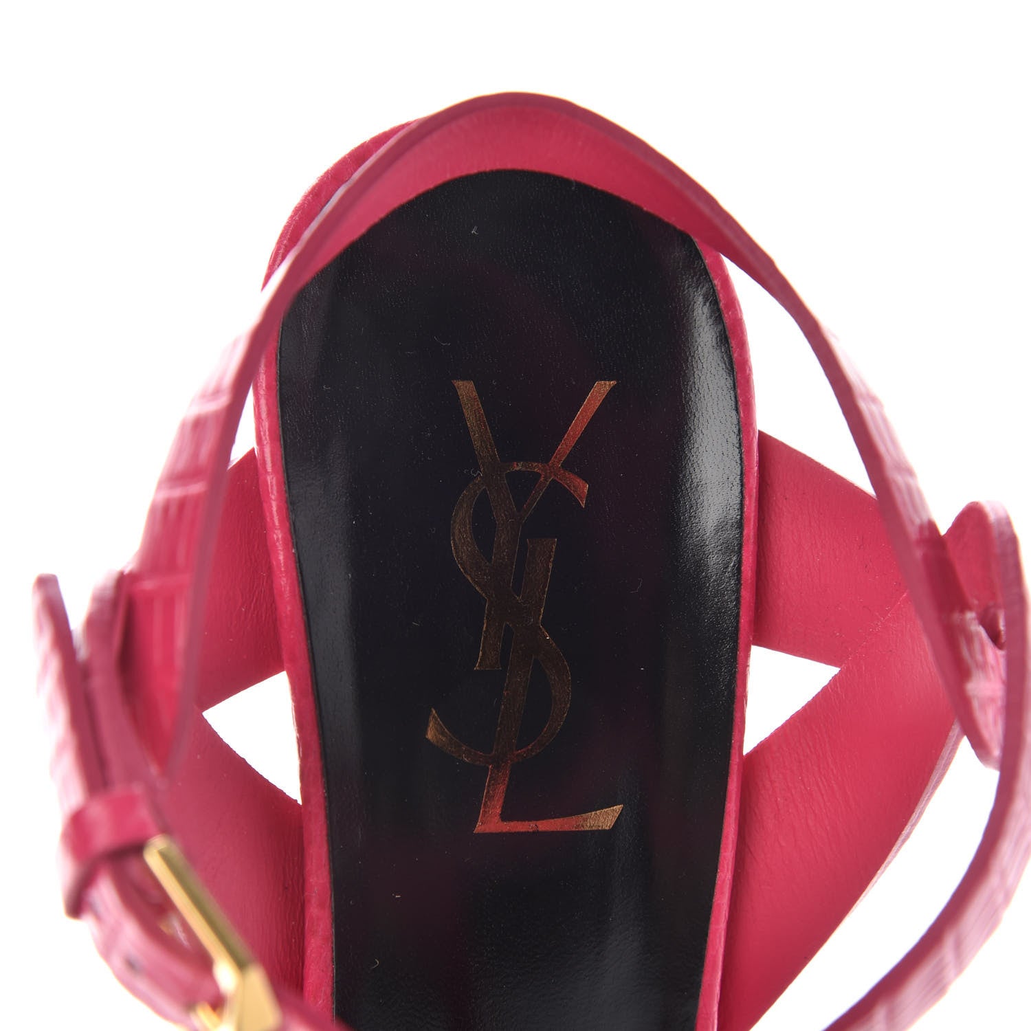 Saint Laurent Calfskin Lizard Embossed Tribute 75 Platform Sandals 37.5 Bubblegum 8 of 10