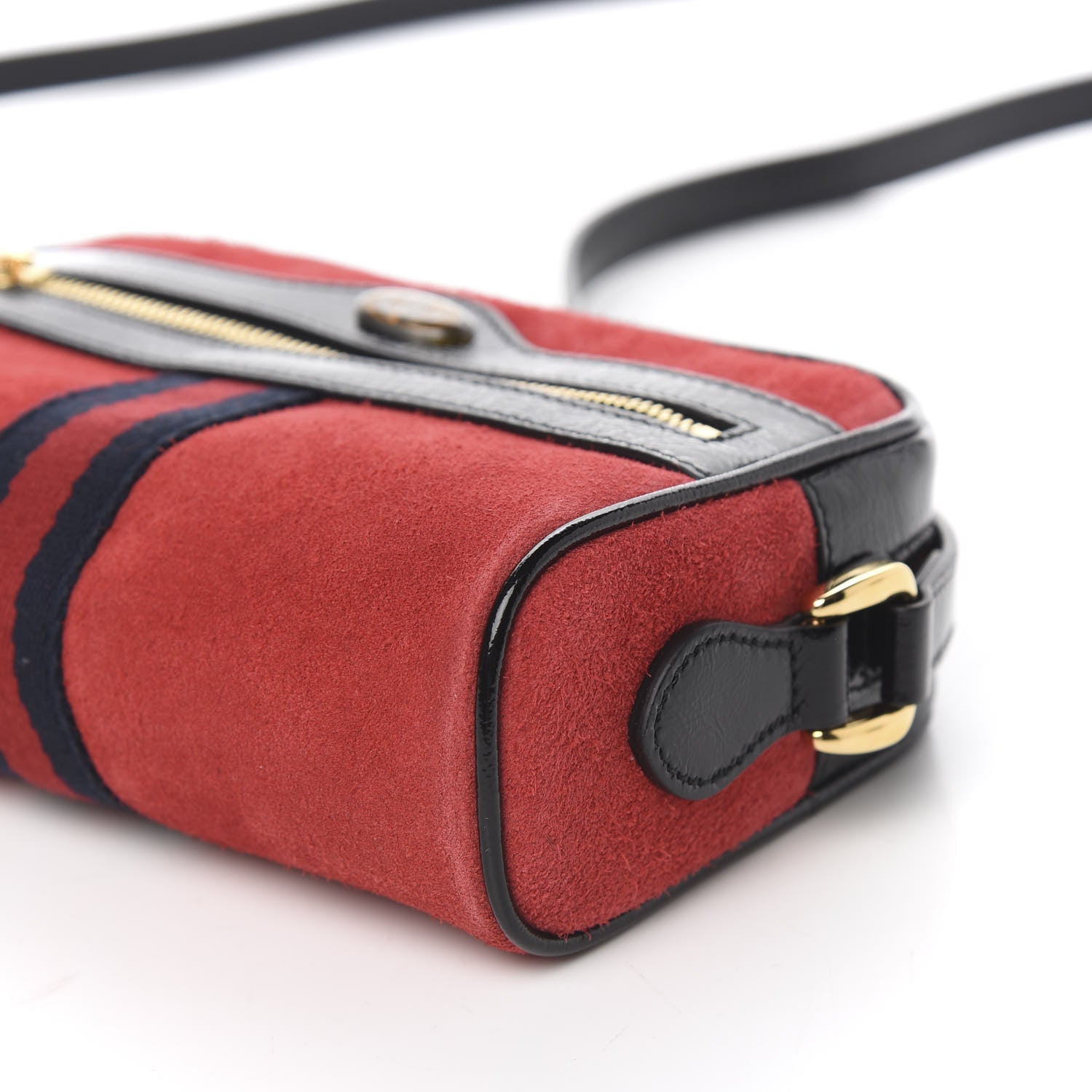 Gucci Suede Patent Web Mini Ophidia Shoulder Bag Red 8 of 10
