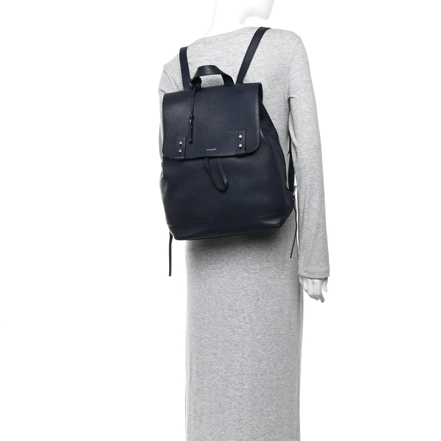 Saint Laurent Grained Calfskin Sac De Jour Backpack Navy 2 of 10