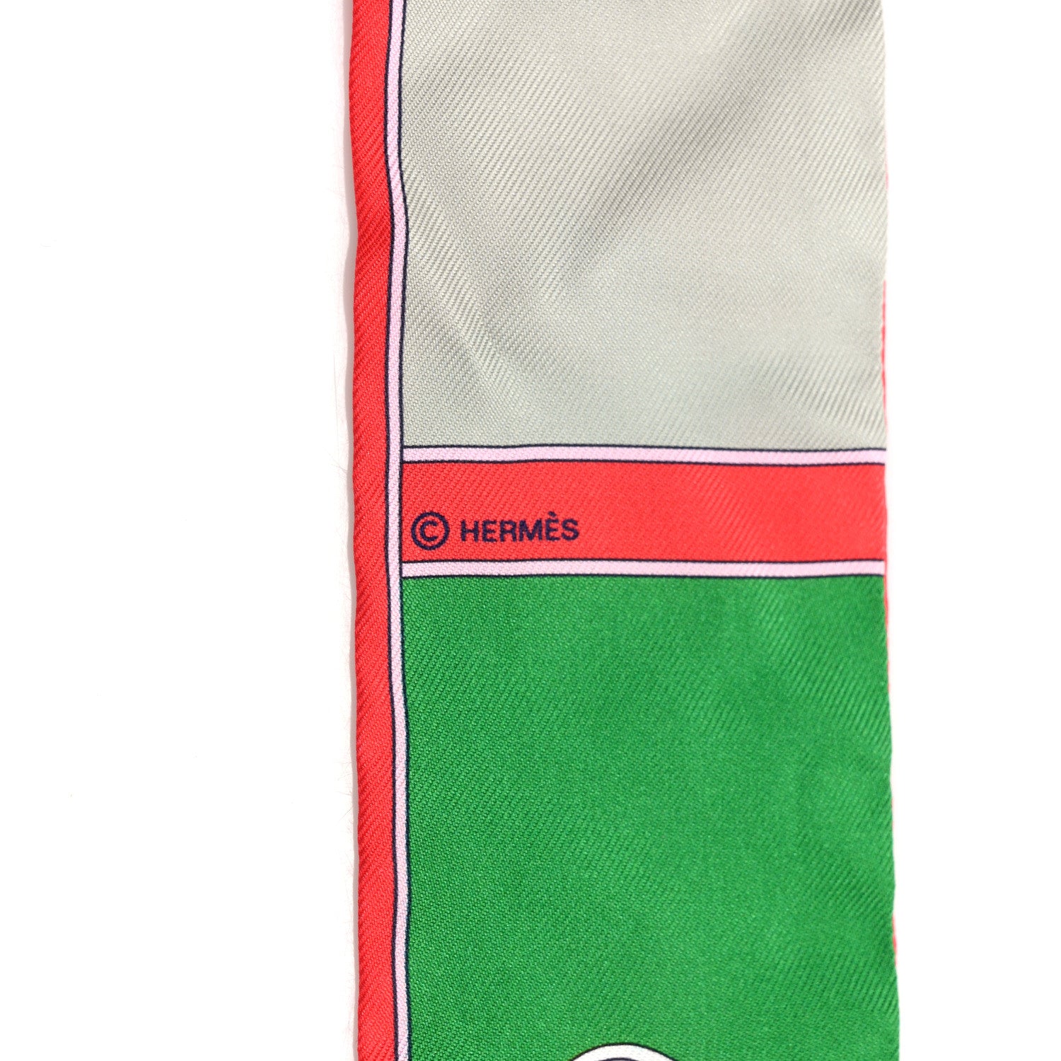 Hermes Silk Camails Twilly Grenadine Vert Rose 3 of 4