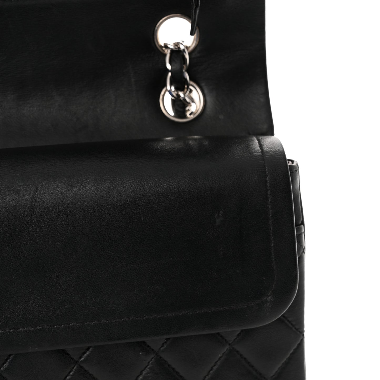 Lambskin Quilted Medium Double Flap Black