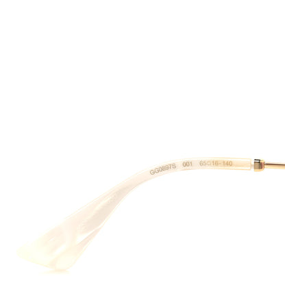 Gucci Metal Crystal Heart Frame Sunglasses GG0897S Pink Gold 6 of 8