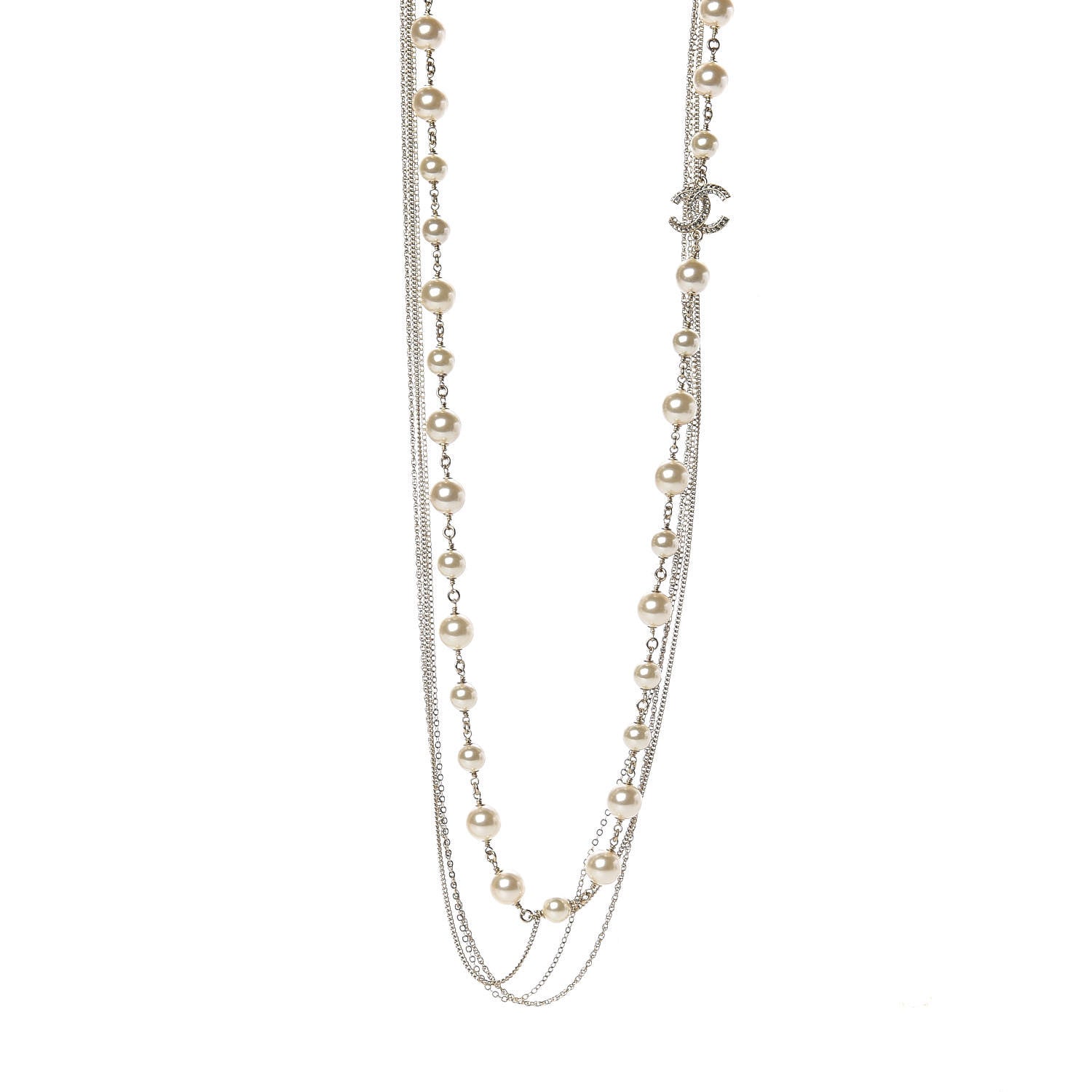 Chanel Pearl Chain CC Multi Strand Necklace Gold 1 of 6