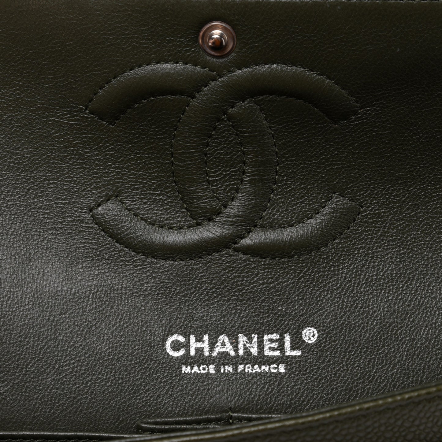 Caviar Quilted Medium Double Flap Dark Green