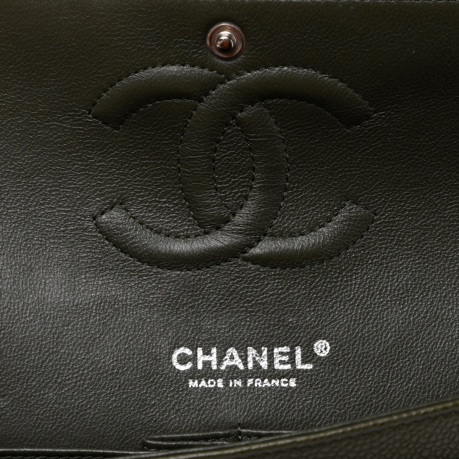 Chanel Caviar Quilted Medium Double Flap Dark Green 6 of 12