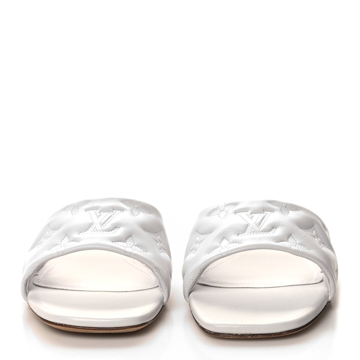Louis Vuitton Lambskin Embossed Monogram Revival Flat Mules 37 White 2 of 8