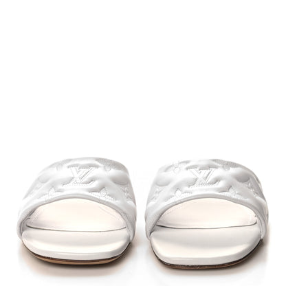 Louis Vuitton Lambskin Embossed Monogram Revival Flat Mules 37 White 2 of 8