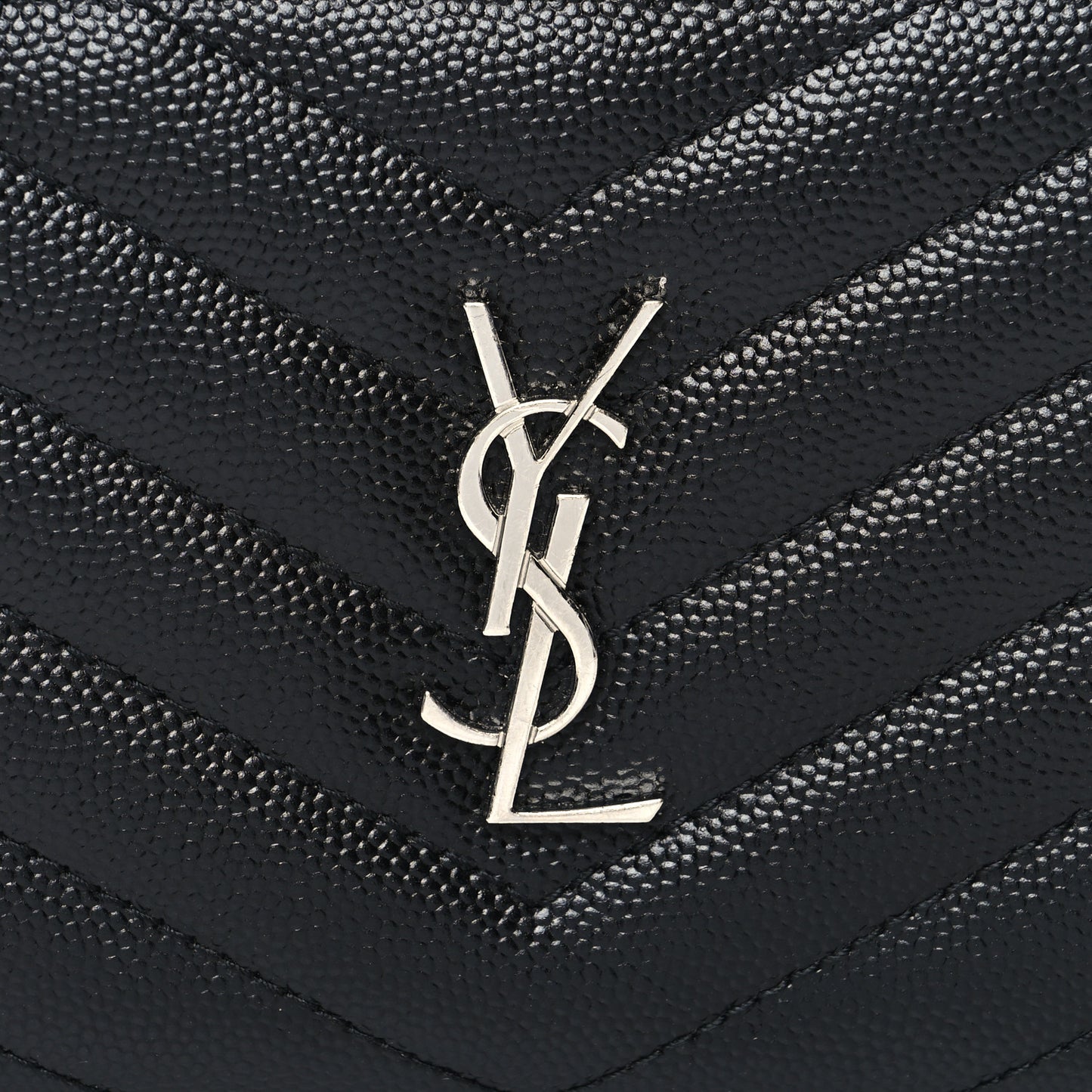 Grain De Poudre Matelasse Chevron Monogram Zipped Two-Part Wallet Black