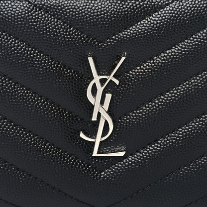 Saint Laurent Grain De Poudre Matelasse Chevron Monogram Zipped Two-Part Wallet Black 9 of 9