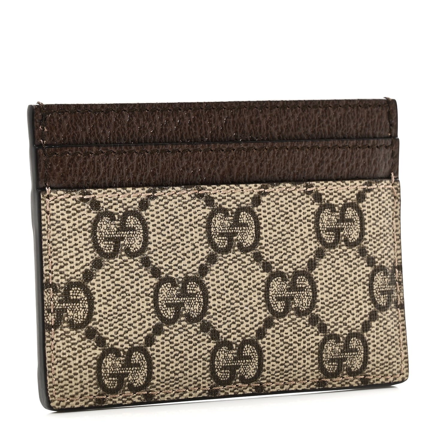 GG Supreme Monogram Ophidia Card Holder Brown