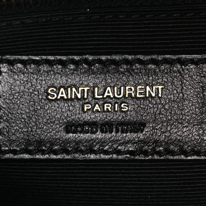 Saint Laurent Grain De Poudre Mixed Matelasse Large Triquilt Monogram Satchel Dark Beige 10 of 19