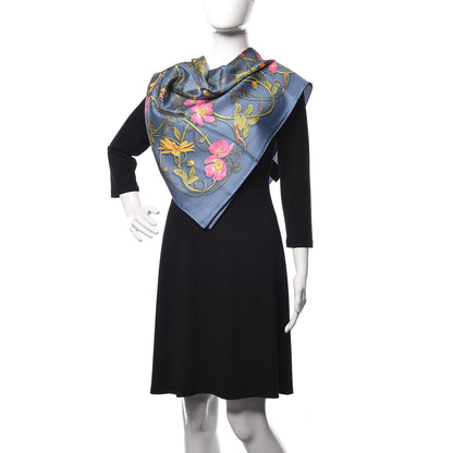 Gucci Silk Twill Flowerwebby Square Scarf Sky Blue 2 of 5