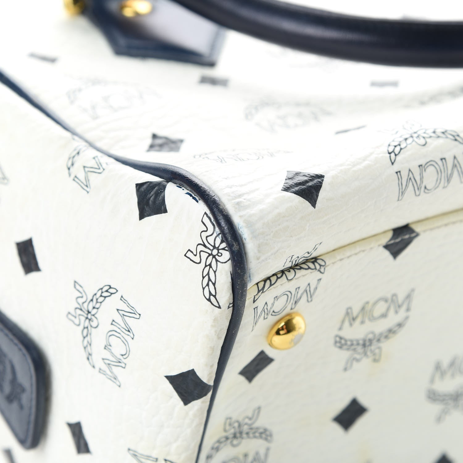 MCM Visetos Boston Satchel White 12 of 14