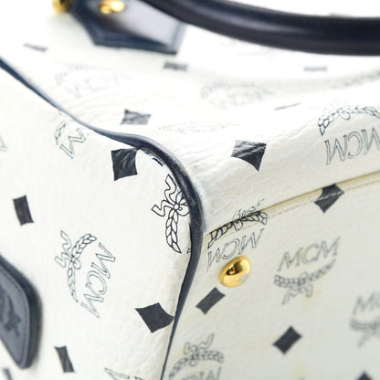 MCM Visetos Boston Satchel White 12 of 14