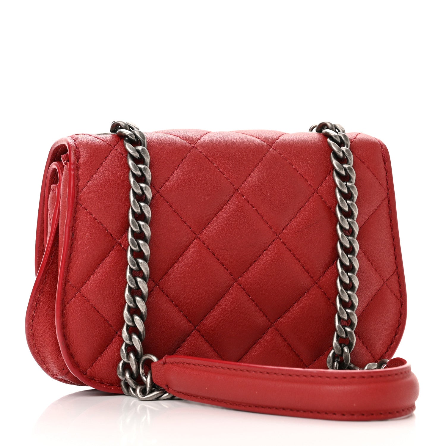 Chanel Lambskin Quilted Mini Natural CC Flap Red 2 of 16
