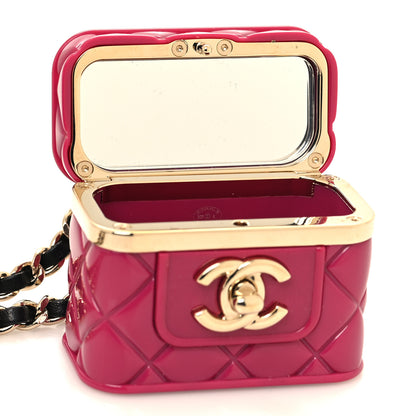 Chanel Metal Resin Lambskin Flap Bag Necklace Pink Gold Black 4 of 5