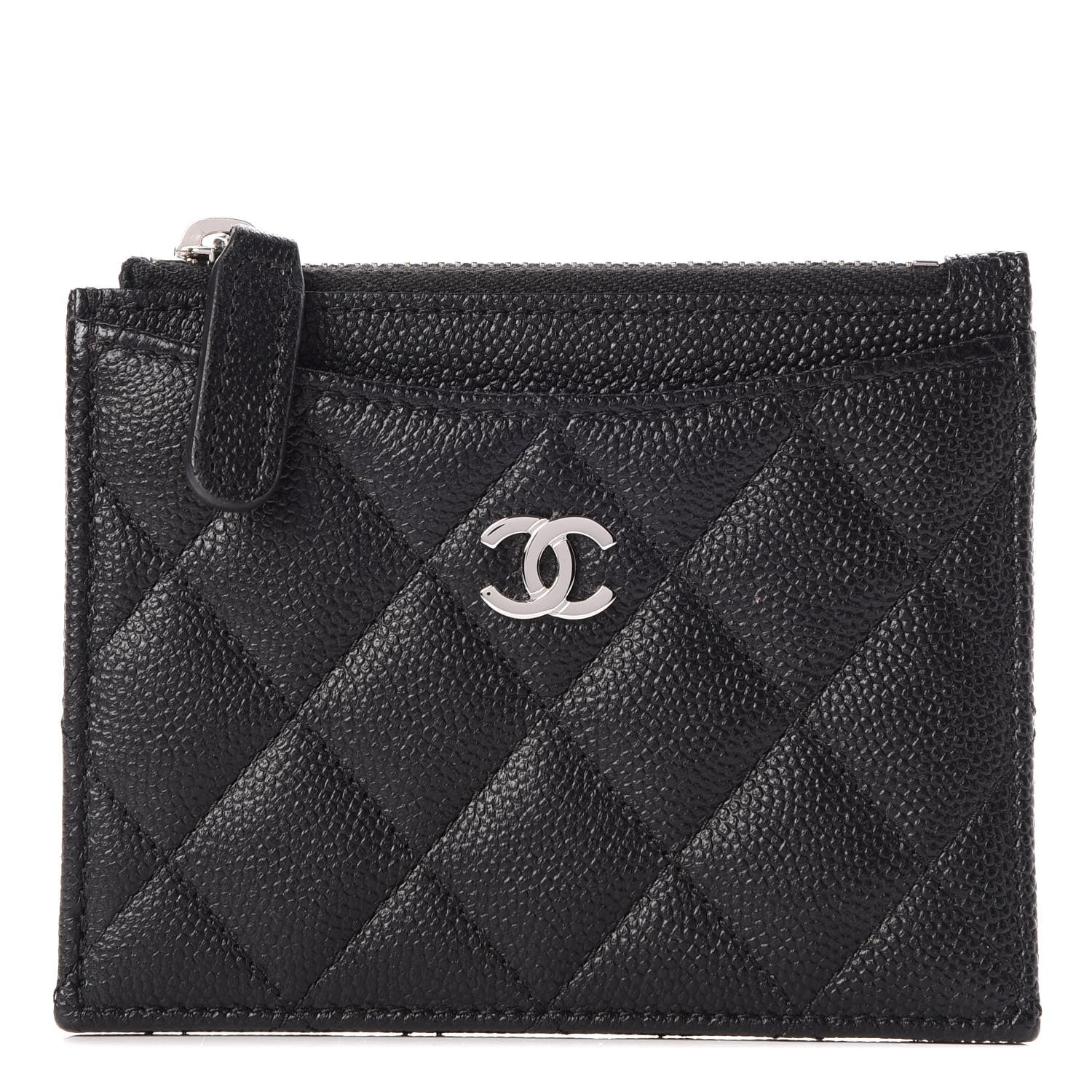 Chanel Caviar Quilted CC Zip Card Holder Black 1 of 8