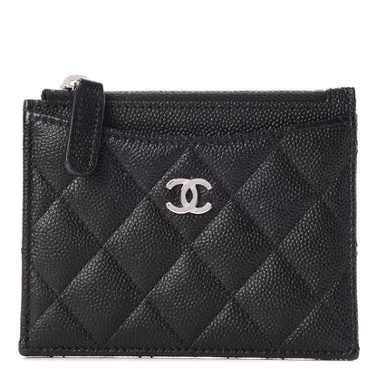 Chanel Caviar Quilted CC Zip Card Holder Black 1 of 8