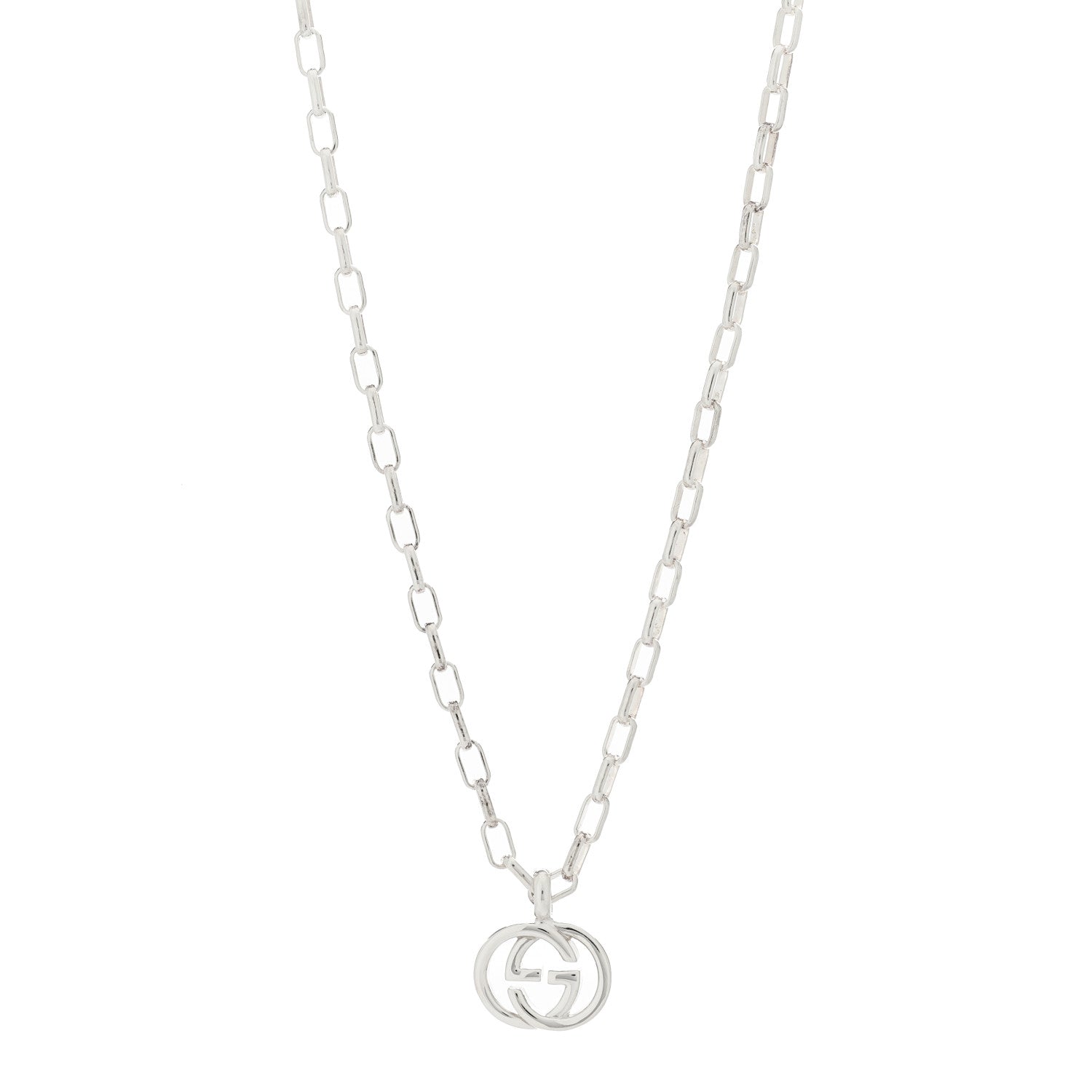 Gucci Sterling Silver Interlocking G Pendant Necklace 1 of 4