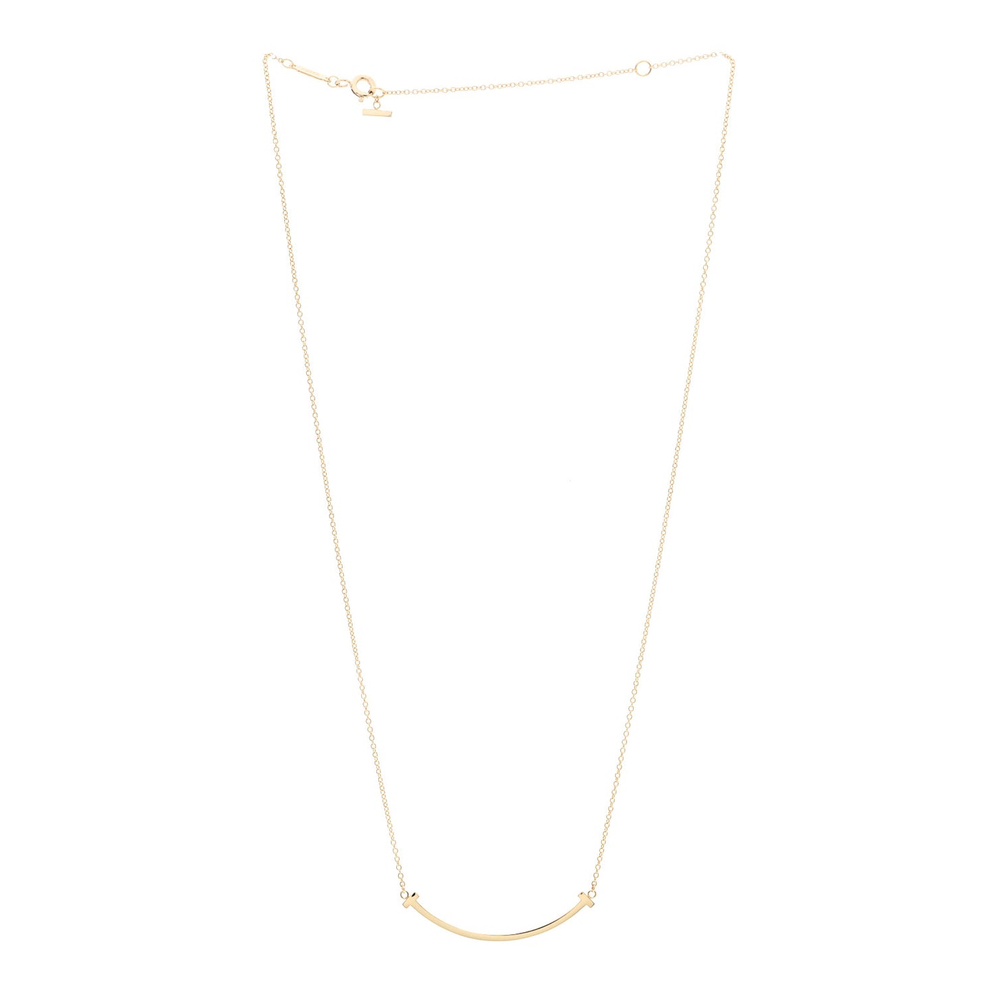 18K Yellow Gold Small T Smile Pendant Necklace