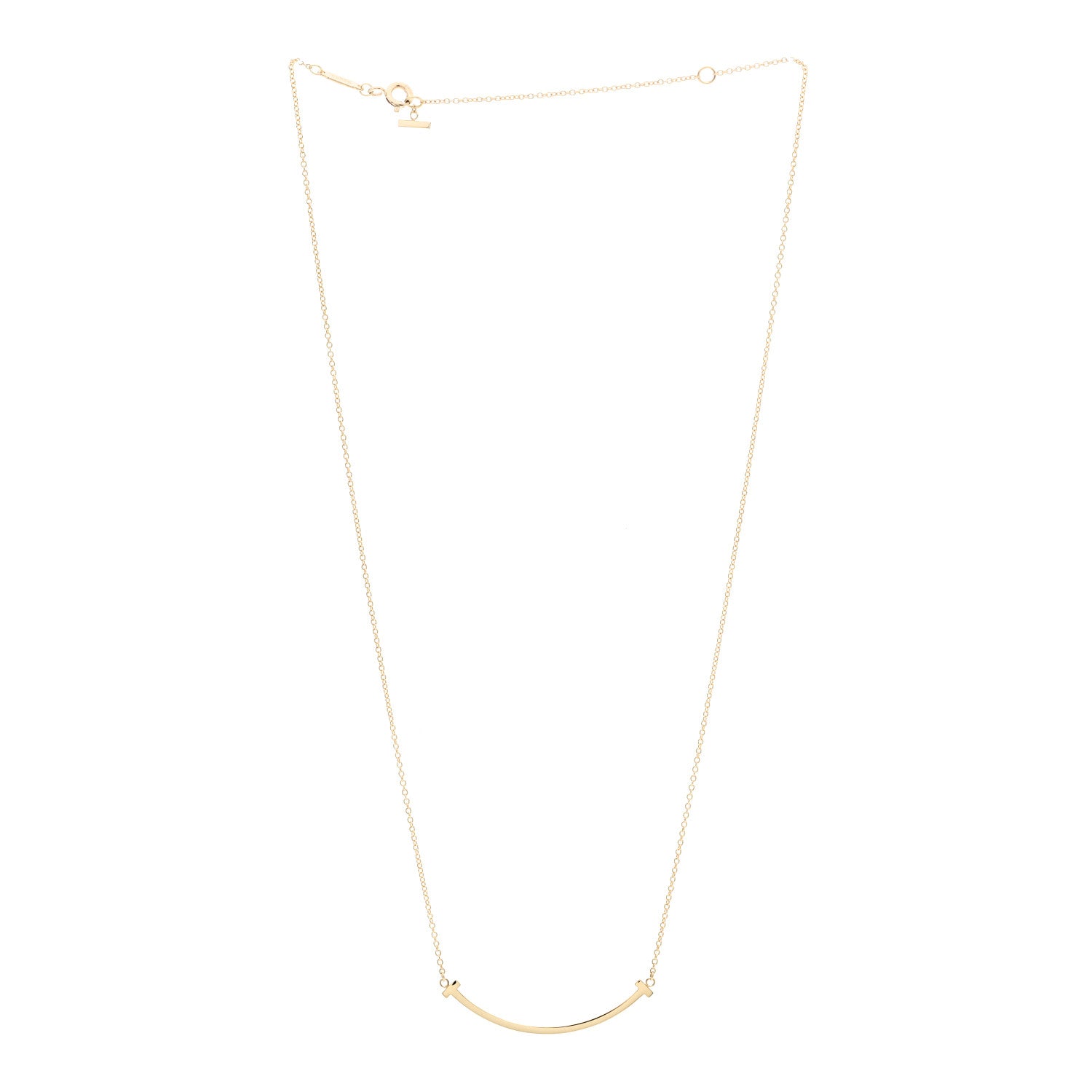 Tiffany 18K Yellow Gold Small T Smile Pendant Necklace 3 of 5
