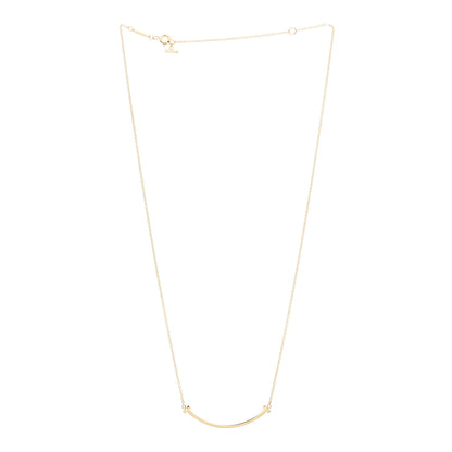 Tiffany 18K Yellow Gold Small T Smile Pendant Necklace 3 of 5