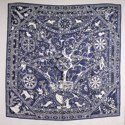 Hermes Silk Twill Peuple Du Vent Scarf 140 Marine Noir Blanc 2 of 6