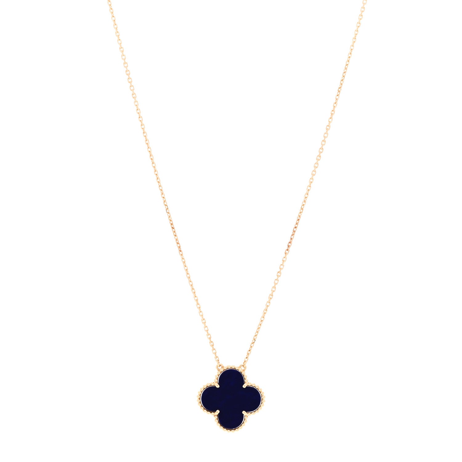 Van Cleef & Arpels 18K Yellow Gold Blue Sevres Porcelain Magic Alhambra Vendome Necklace 1 of 5