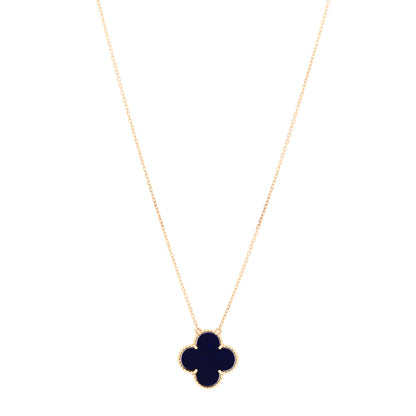 Van Cleef & Arpels 18K Yellow Gold Blue Sevres Porcelain Magic Alhambra Vendome Necklace 1 of 5