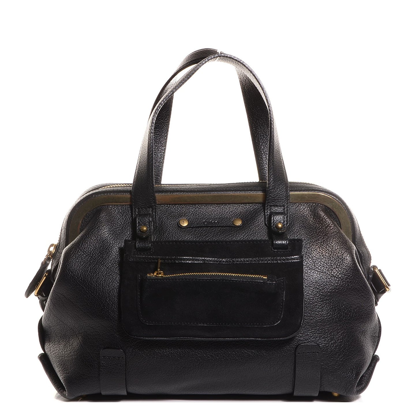 Grained Buffalo Small Aby Framed Satchel Black