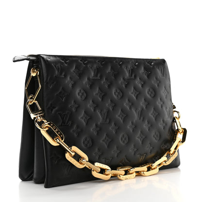 Louis Vuitton Lambskin Embossed Monogram Coussin MM Black 3 of 9