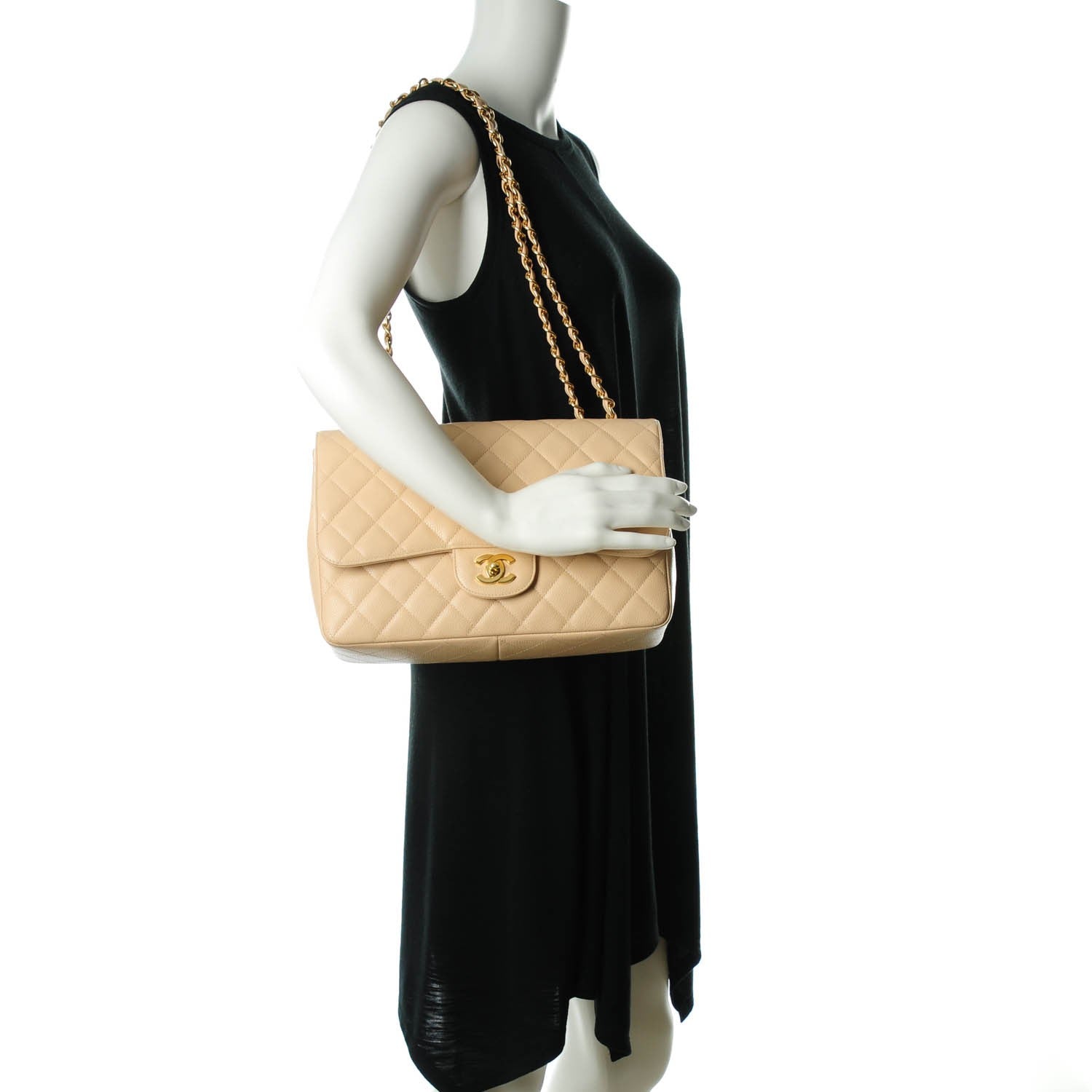 Chanel Caviar Quilted Jumbo Single Flap Beige Clair 2 of 8