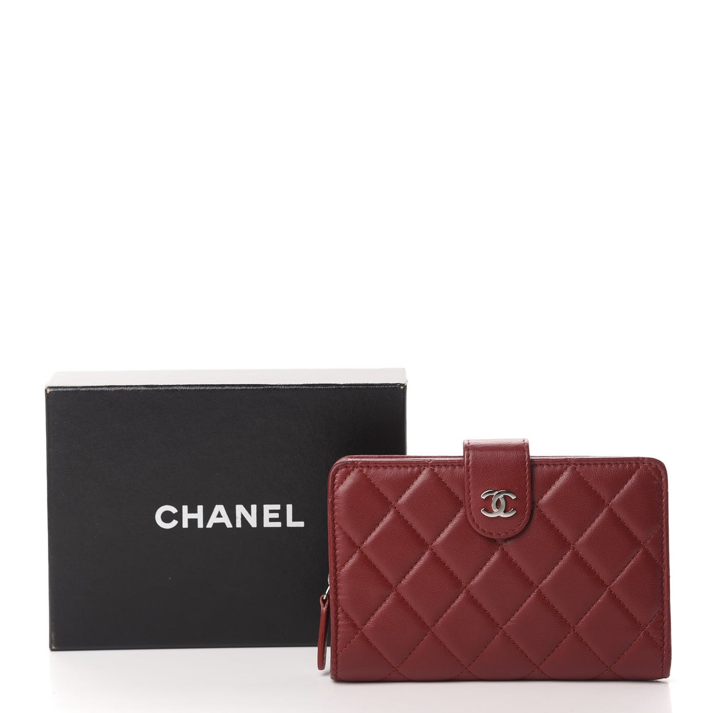 Lambskin Quilted Zipped Pocket Wallet Red