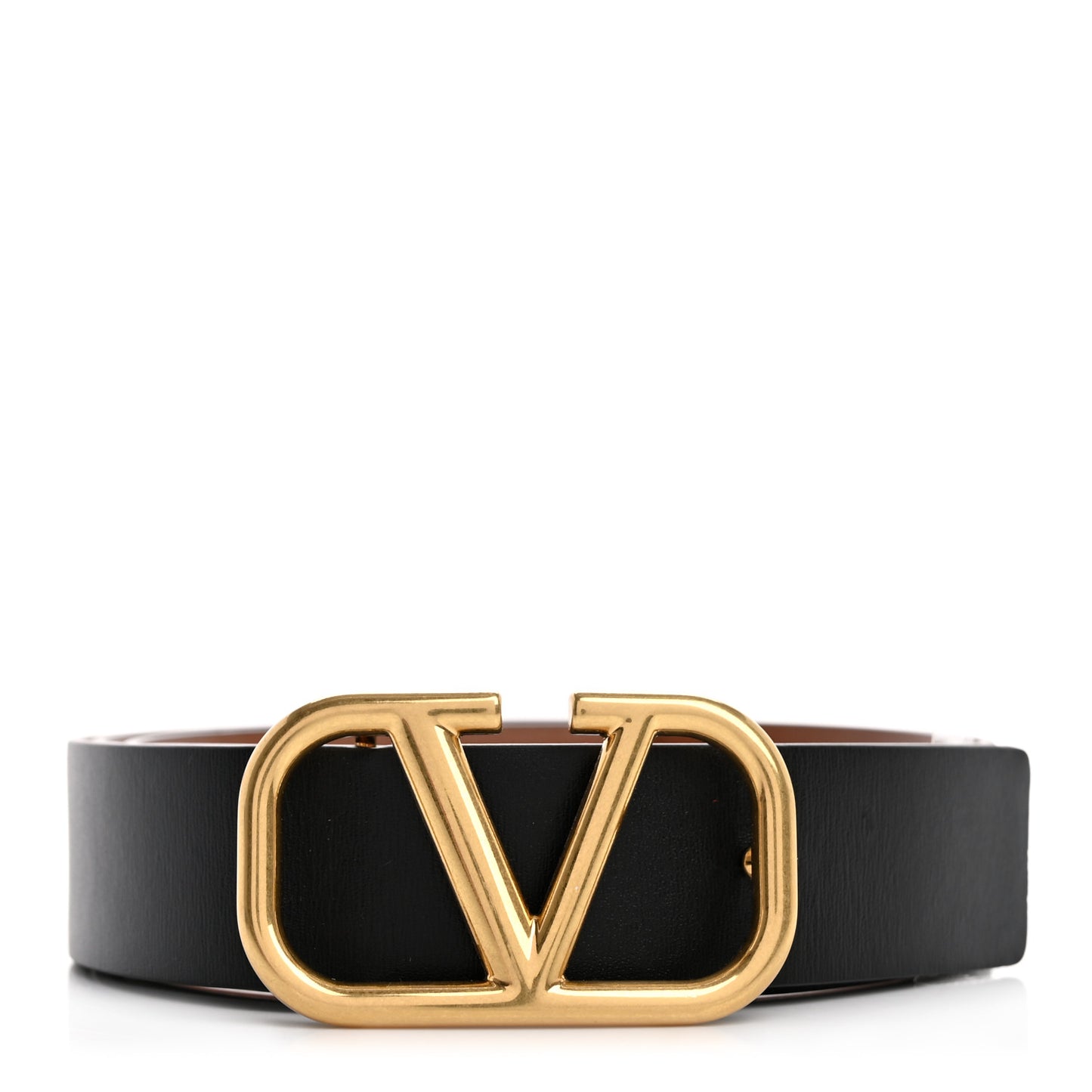 Glossy Calfskin VLogo Reversible 30mm Belt 85 34 Saddle Brown Black