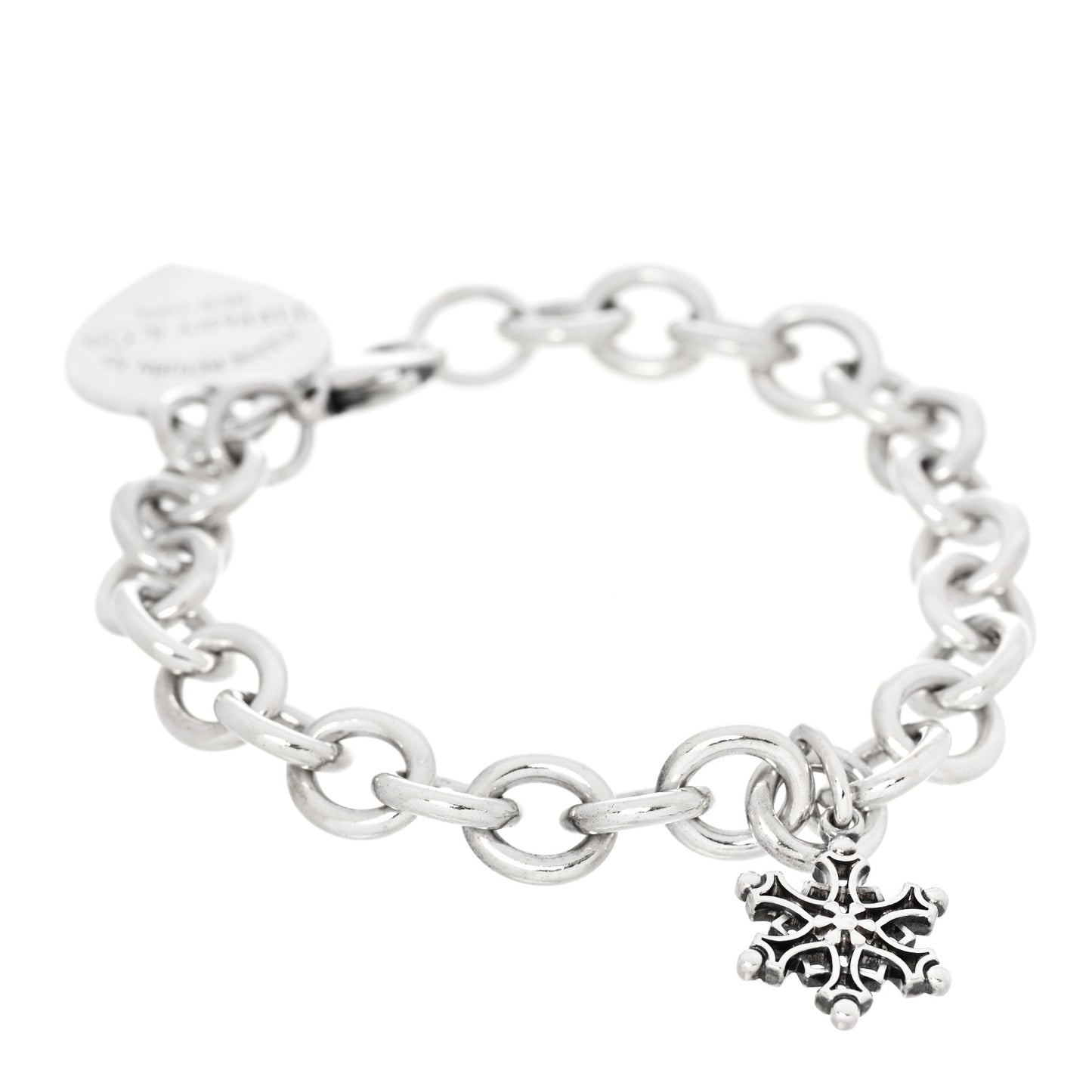 Sterling Silver Return to Tiffany Heart Tag Snowflake Charm Bracelet