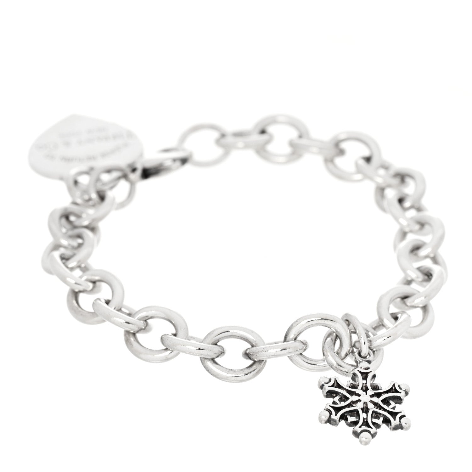 Tiffany Sterling Silver Return to Tiffany Heart Tag Snowflake Charm Bracelet 2 of 7
