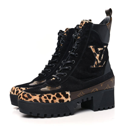 Louis Vuitton Suede Calfskin Monogram Laureate Platform Desert Boots 40 Black 3 of 9
