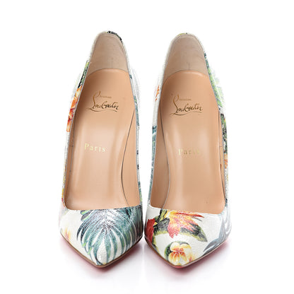 Christian Louboutin Crackled Calfskin Hawaii Print So Kate 120 Pumps 39 White Multi 2 of 7