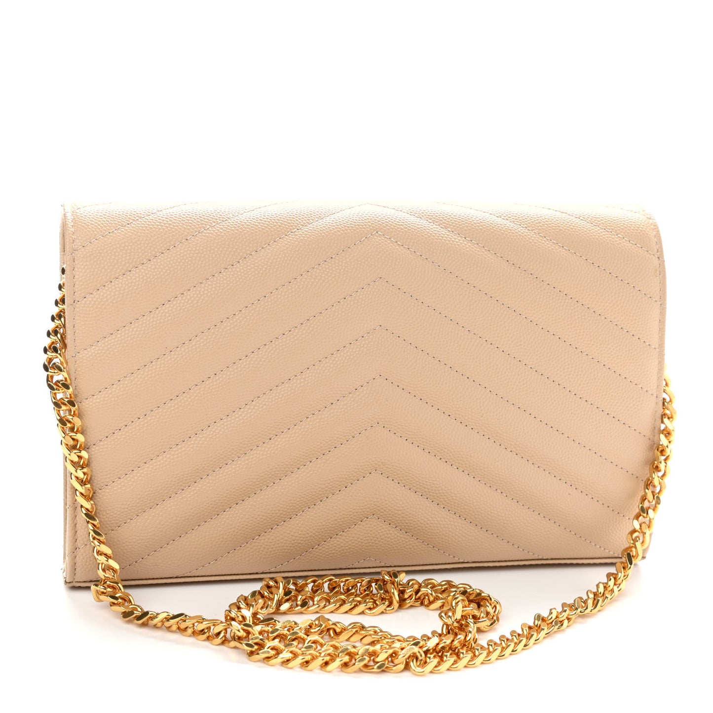 Grain De Poudre Matelasse Chevron Monogram Chain Wallet Nude Powder
