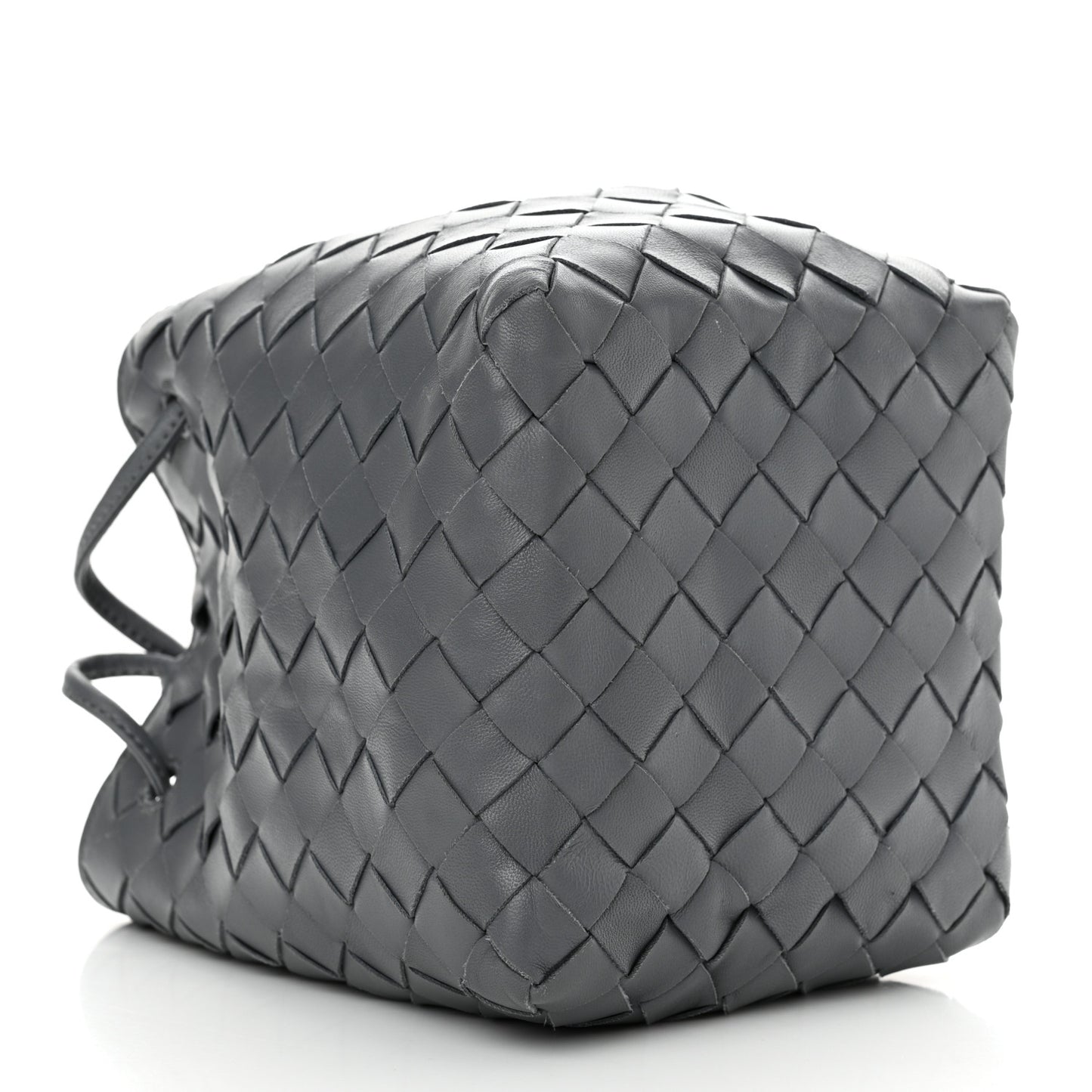 Nappa Intrecciato Small Drawstring Bucket Bag Thunder