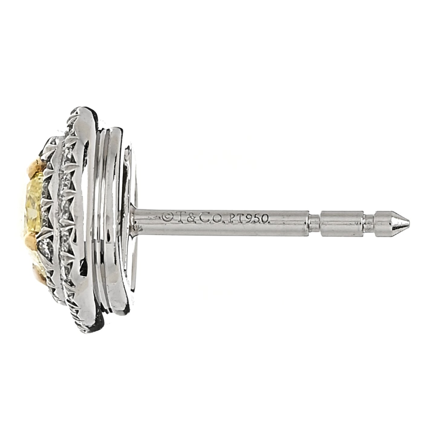 Platinum 18K Yellow Diamond .64ctw Cushion Soleste Earrings