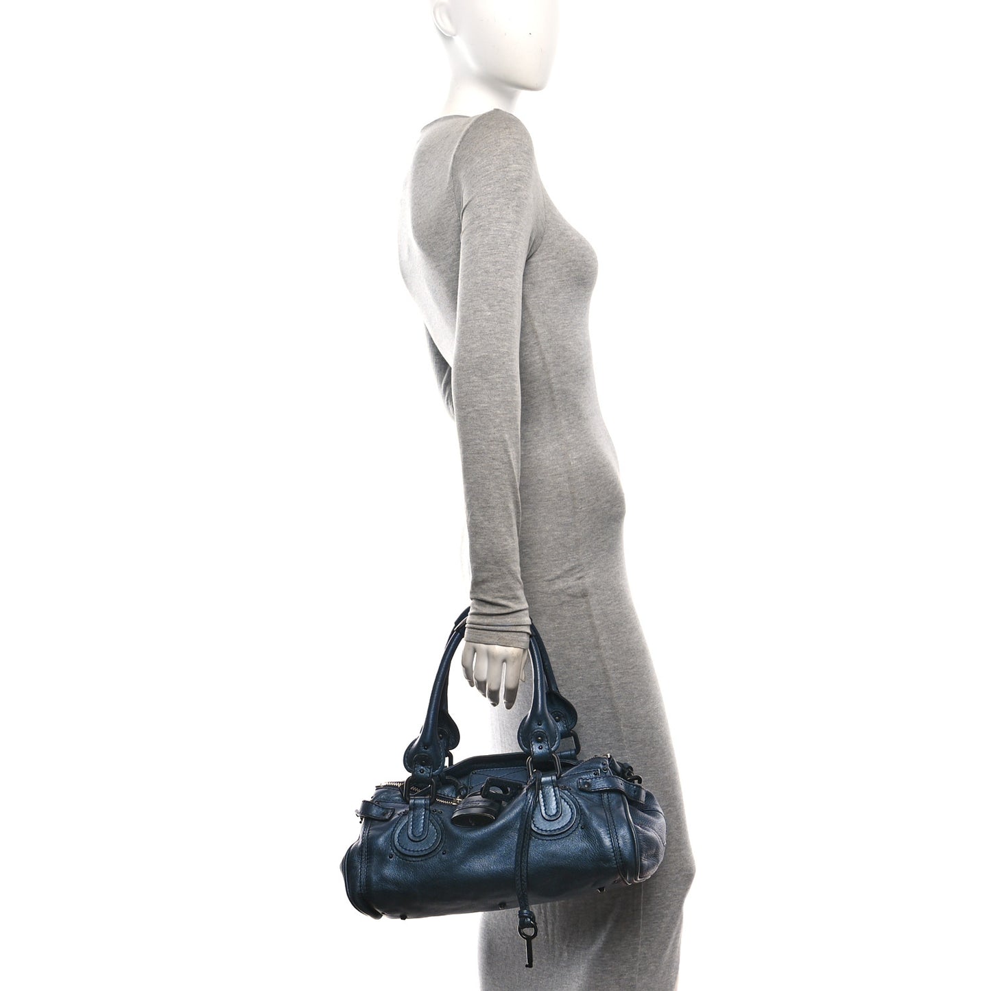Metallic Calfskin Medium Paddington Satchel Blue