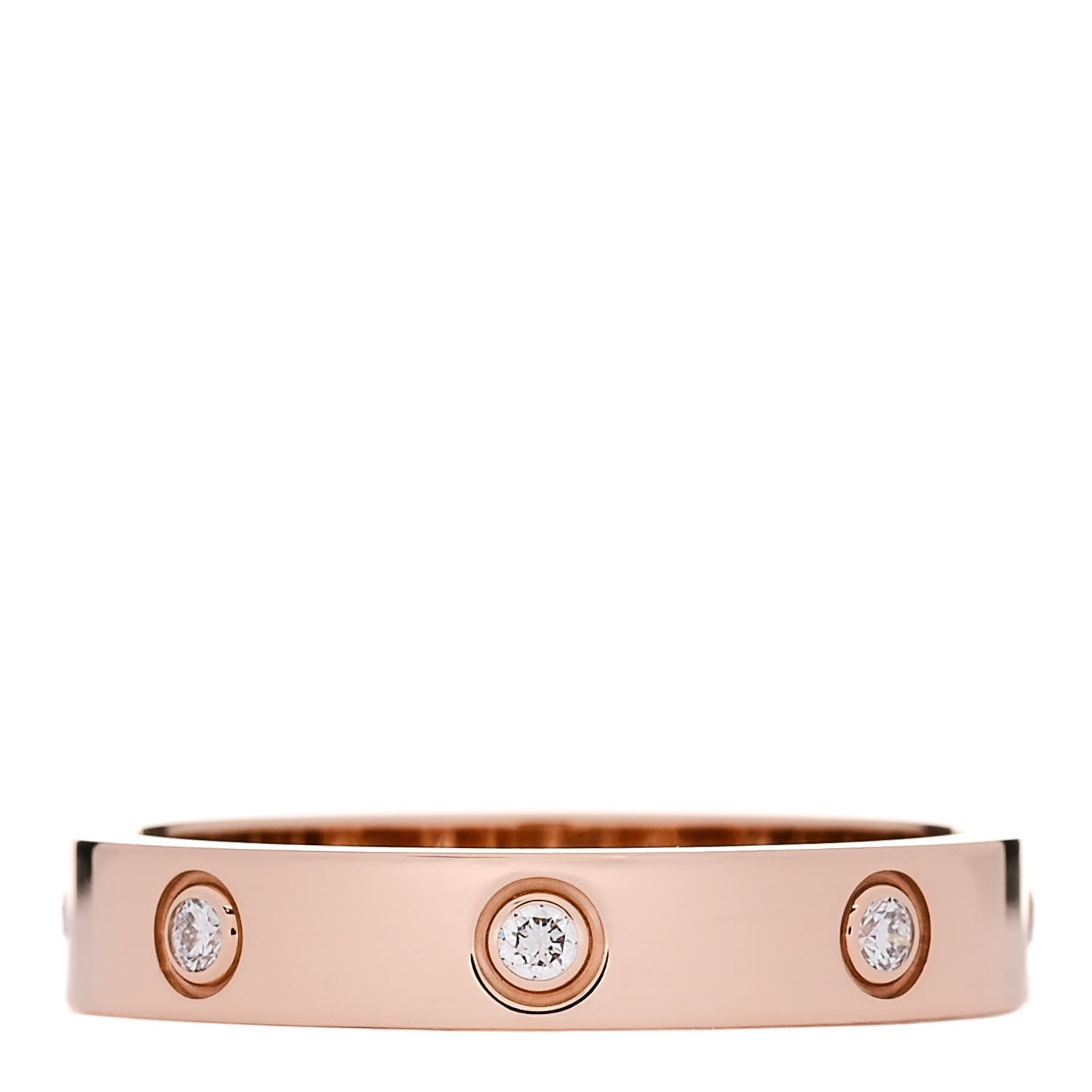 Cartier 18K Pink Gold 8 Diamond 4mm LOVE Wedding Band Ring 60 9 1 of 4