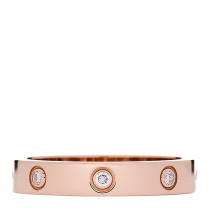 Cartier 18K Pink Gold 8 Diamond 4mm LOVE Wedding Band Ring 60 9 1 of 4